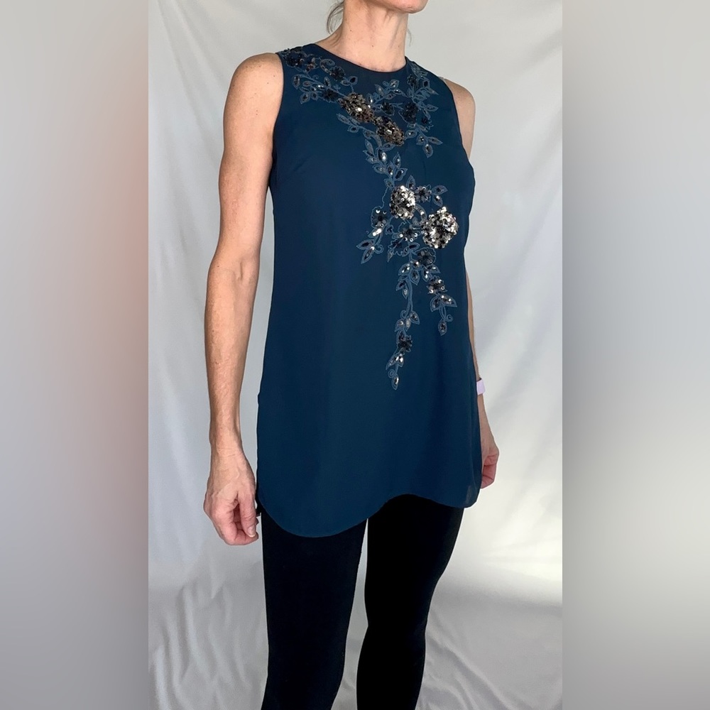 White House Black Market Blue Sequin Tunic- Never Worn